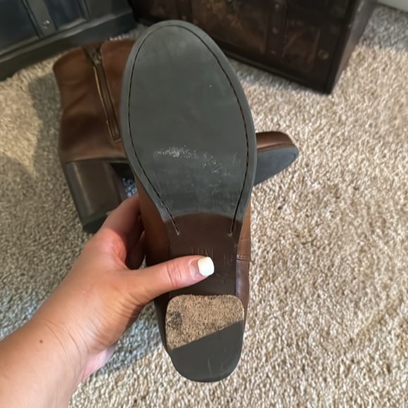 $379 Frye Addie Cognac Brown Genuine Leather Double Zip Fall Winter Ankle Bootie - Picture 5 of 6